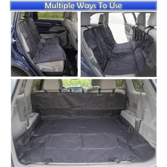 5 Star Super Deals Dog Car Seat/Trunk Cover Back Seat & Cargo Protector Universal Hammock Version Heavy Duty Scratchproof Waterproof Nonslip Anchors image {2}