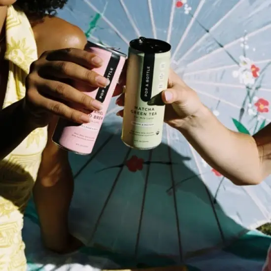 Pop & Bottle Matcha Green Tea Oat Milk Latte with functional boost from Reishi and Maitake - 8 fl oz Can image {2}