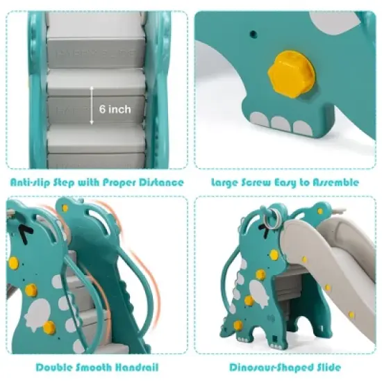 Costway 4 in 1 Kids Climber Slide Play Set w/Basketball Hoop & Toss Toy Indoor & Outdoor image {7}