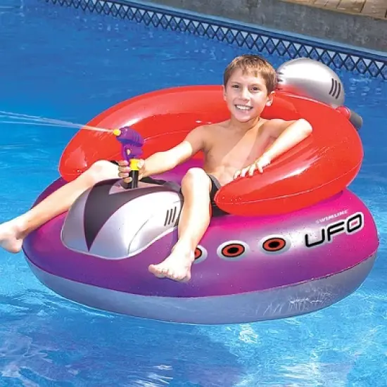 Swimline 9078 Inflatable UFO Lounge Chair Swimming Pool Float w/ Built-In Squirt Blaster and Backrest for Adults and Kids Ages 4 Years and Up (2 Pack) image {2}