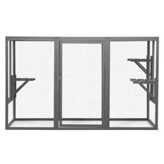 FURNIinspire Pet Crates and Houses, Cat Cage, Perfect Size for Small Cats, Gray, 72.1"*31.7"*44.6" image {5}