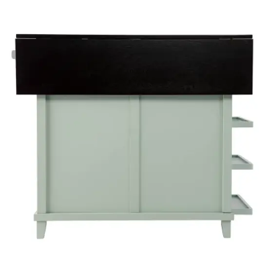 Thall Freestanding Kitchen Island Mint Green/Black - Aiden Lane image {6}