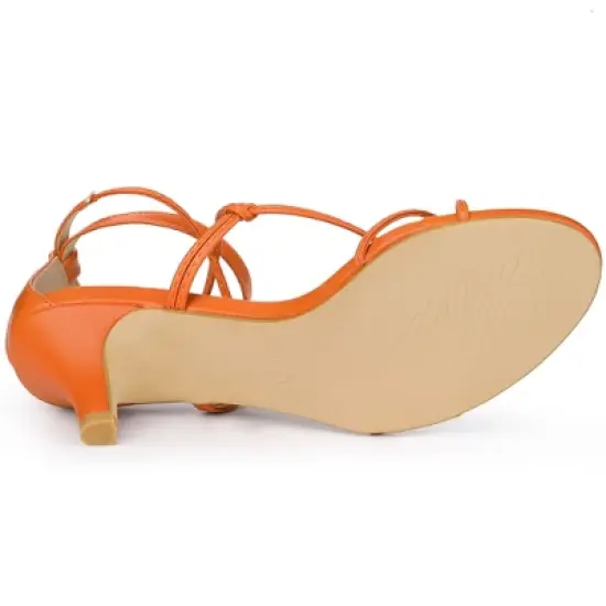 Perphy Strappy Knot Ankle Strap Kitten Heels Sandals for Women image {4}