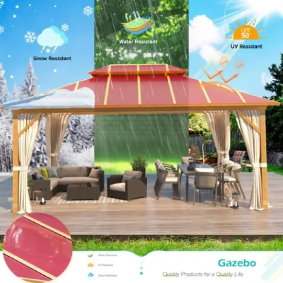 EROMMY 16 Ft. W x 12 Ft. D Aluminum Patio Gazebo image {9}