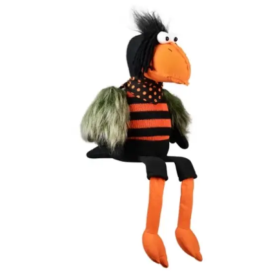 Northlight Plush Sitting Crow Halloween Decoration with Dangling Legs - 17" image {2}