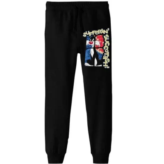 Looney Tunes Sylvester "Sufferin' Succotash!" Youth Black Graphic Jogger Pants image {5}