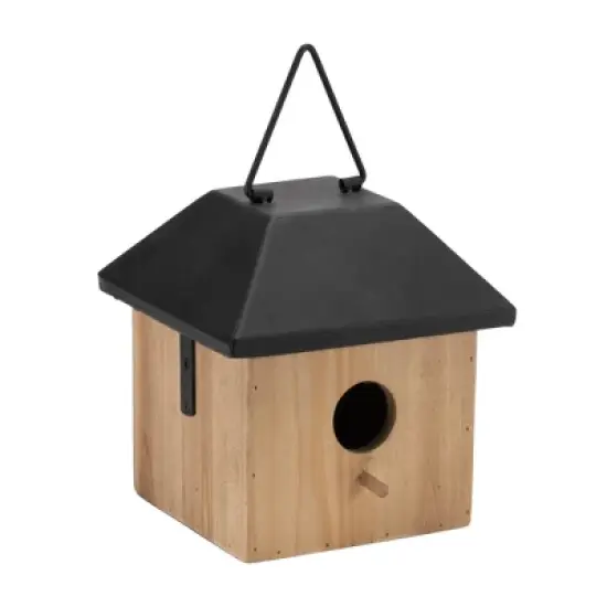 Wooden Birdhouse with Metal Roof 7.7"H image {2}