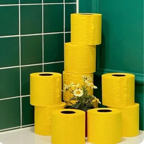 3-Ply 140-Sheet Yellow Toilet Paper Bright Decorative Bulk Sandalwood-Scented Rolls image {2}