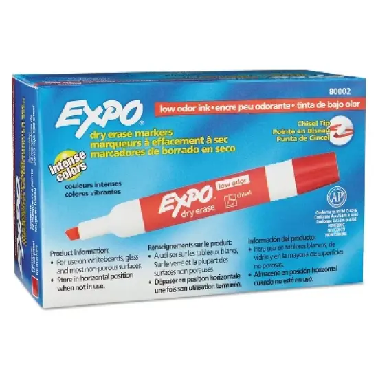 EXPO Low Odor Dry Erase Marker Chisel Tip Red Dozen 80002 image {1}