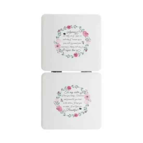 Unique Bargains Women Square Shape Handheld Mirror for Travel White 1 Pc image {3}