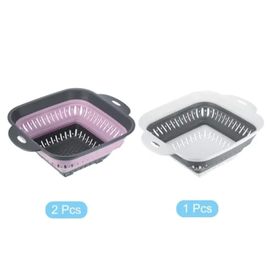 Unique Bargains Pasta Veggies Kitchen Collapsible Food Colander with Extendable Handle 3 Pcs image {3}