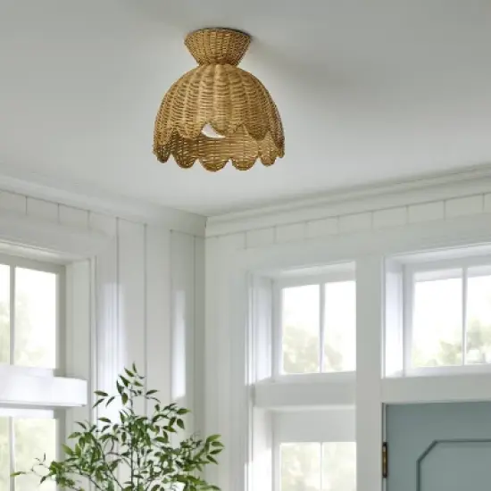 Woven Flush Mount Ceiling Light - Threshold&trade; designed with Studio McGee image {2}