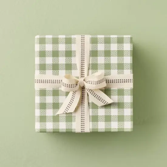 Gingham Gift Wrap Green - Hearth & Hand&trade; with Magnolia image {2}