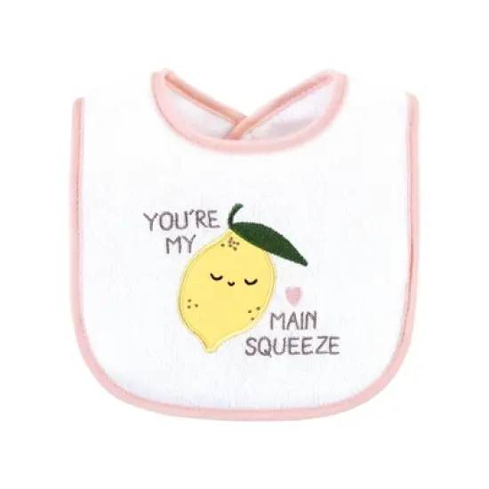 Hudson Baby Infant Girl Cotton Terry Drooler Bibs with Fiber Filling, Fruits, One Size image {7}
