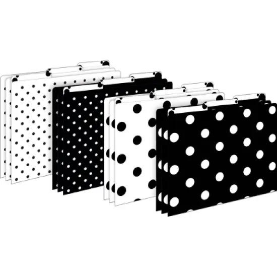 Barker Creek Black and White Dot Get Organized File Folders Set: 107 Multi-Design, Top Tab, Paper, 50 Sheet Capacity image {1}