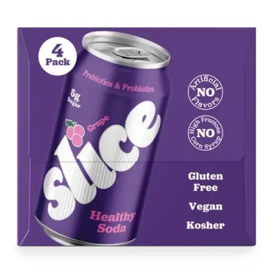 Slice Grape Healthy Soda - 48 fl oz/4pk image {8}