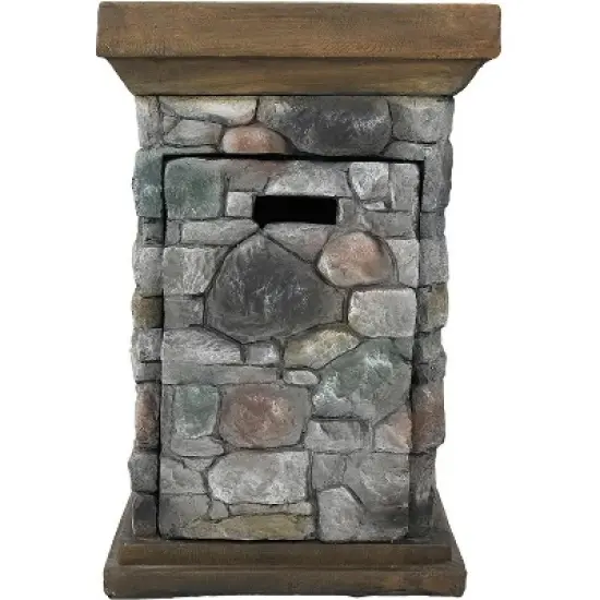 Sunnydaze Outdoor Cast Rock Design Propane Gas Fire Pit Column for Outside Patio & Deck with Lava Rocks, Waterproof Cover and Steel Burner - 30" image {8}