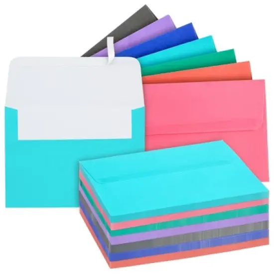 Best Paper Greetings 100 Pack Colored 5x7 Mailing Envelopes, A7 Size Invitations, Greeting Cards, Peel and Stick Seal, Square Flap, 7 Colors image {8}