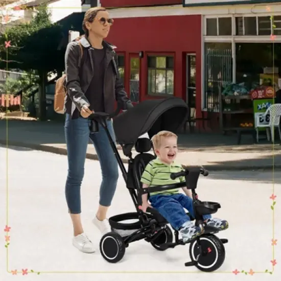 7 in 1 Baby Tricycle for 1-5 Year Old, Toddler Trike with Safety Harness,Brake,Rotatable Seat image {7}