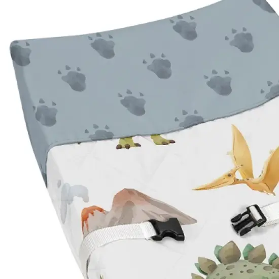 Sweet Jojo Designs Boy Changing Pad Cover Watercolor Dinosaur Dino Multicolor image {2}