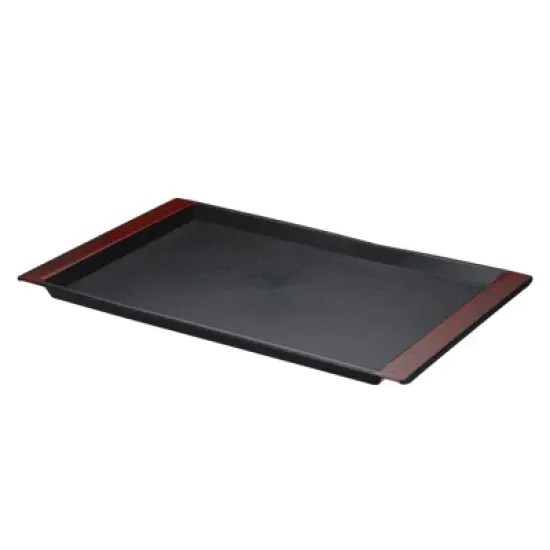 Unique Bargains Japanese Style Wood Grain Rectangular Plastic Serving Tray 1 Pc image {6}