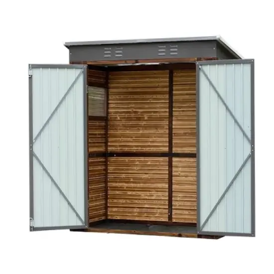 Outdoor Backyard Storage Shed, Storage Shed with Wood Frame and Iron Door and Window, Tool Shed with All-Weather Design -Coolbibila image {5}