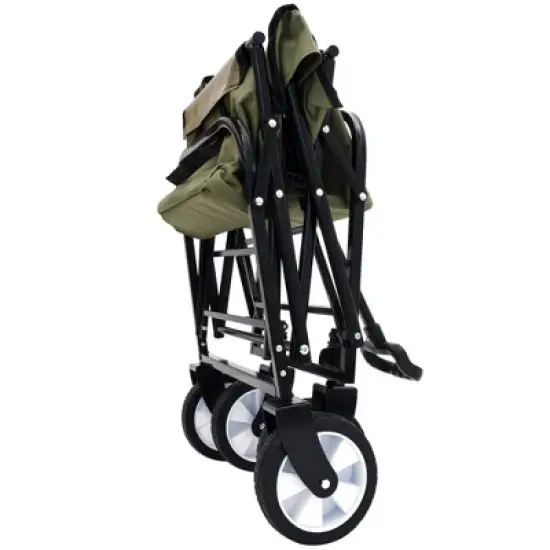 NAYSAYE Wagon Collapsible Utility Cart with Strapping System and Plastic Liner Set for Outdoors, Green, 25.98"*17.32"*37.4" image {4}