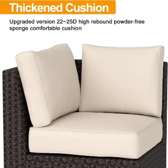 6 Pieces Outdoor Patio Furniture Set, Wicker Furniture Set, Patio Sectional Furniture Set with 5 Seat Cushions and 1 Glass Coffee Table image {5}