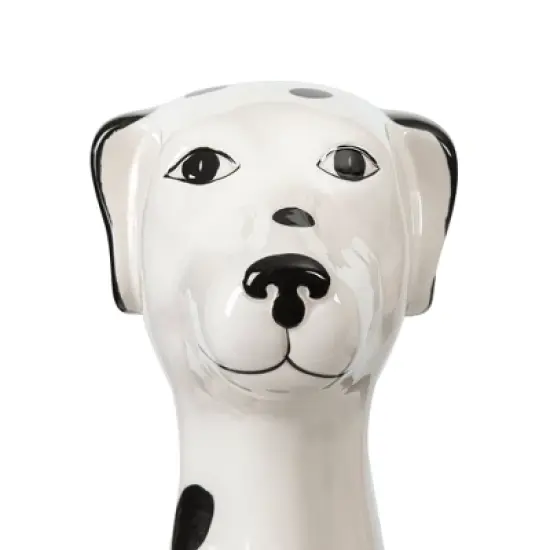 Allure Home Creations 2pc Dalmatian Ceramic Toilet Brush Holder with Plastic Brush Cleaning Accessories Set image {3}