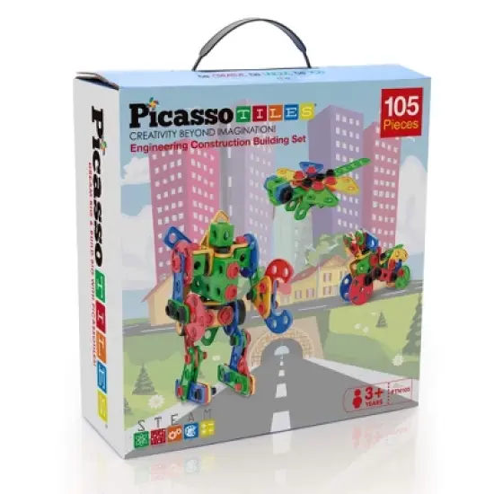 PICASSO-TILES 105 PC Construction Building Engineering Set, STEM Toys for Kids 3+ image {5}