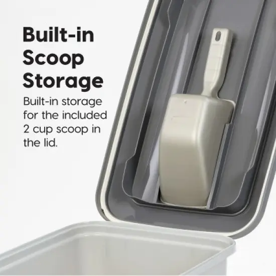 IRIS USA Dog Food Storage Container with Wheels, 2-Cup Scoop, Gray/Dark Gray image {8}