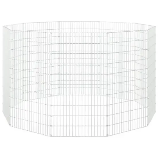 vidaXL Free Range Animal Enclosure - Rabbit Hutch 10-Panel Cage 21.3"x39.4" Iron - DIY Customizable Pet Playpen, Silver image {3}