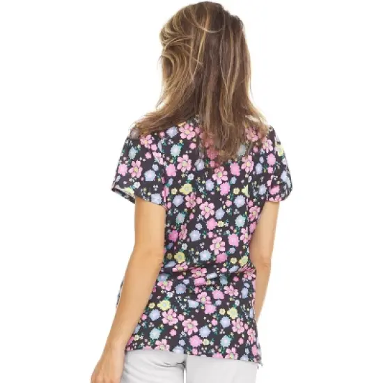 MediChic Women Scrubs V-Neck Printed Scrub Top with Three Pockets image {1}