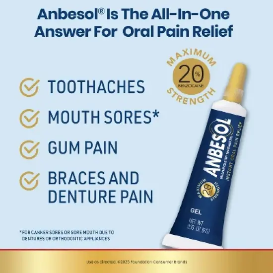 Anbesol Gel Maximum Strength Instant Oral Pain Relief - 0.33oz image {2}