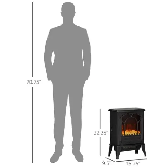 SEVOBAL Fireplace Insert Heater Mantel 3D Flame Fireplace Stove Bottom Air Outlet Fire Place Panoramic Fire Place Heater, Black, 16.9"*12.2"*21.7" image {2}