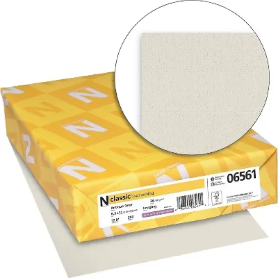 Neenah Paper Classic 8 1/2" x 11" 24 lbs. Laid Writing Imaging Paper Antique Gray 500/Ream 06561 image {1}