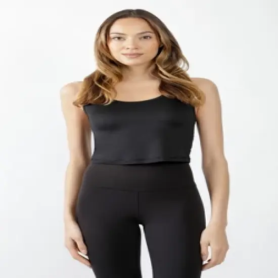 Yogalicious Womens Ultra Soft Cationic Racerback Cropped Tank Top image {2}