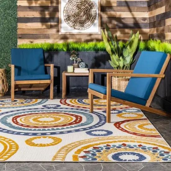 nuLOOM Micki Intricate Circles Indoor/Outdoor Patio Area rug image {7}