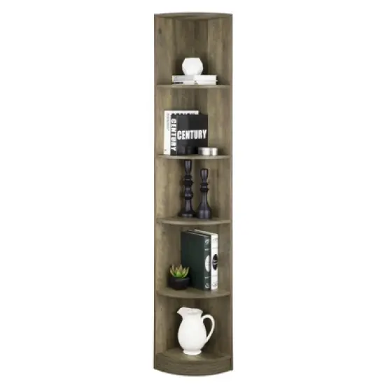 FC Design 5 Tier Corner Bookcase Wooden Display Shelf Storage Rack Multipurpose Shelving Unit image {3}