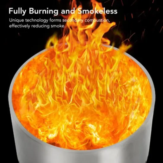 Smokeless Fire Pit, Portable Outdoor Firepit, Stainless Metal Steel Wood Burning Fireplaces with Removable Ash Pan and Poker image {4}