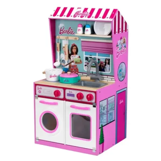Theo Klein 2 In 1 Barbie Wooden and Metal Toy Kitchen and Dollhouse with Pretend Washing Machine and Oven for Kids Ages 3 and Up image {1}