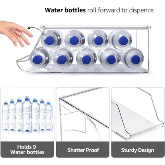 Sorbus Set of 2 Water Bottle Organizer Bins with Lids - Can and Bottle Holder Drink Dispenser - for Fridge, Pantry, Kitchen Organization and Storage image {3}