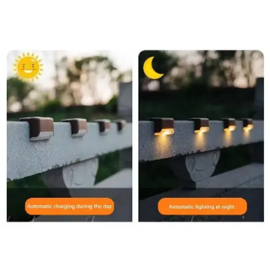 Link 8 Pack Solar Step Lights Waterproof Pathway Deck Lights Outdoor Patio Yard Garden Garage Warm Light image {1}