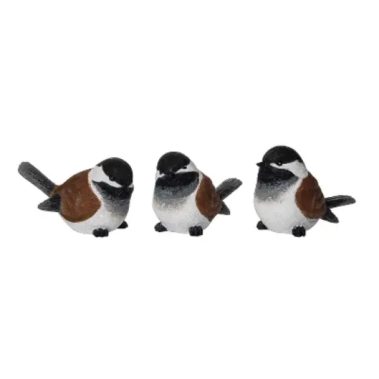 Transpac Set of 3 Resin Snowy Bird Figurines - Charming Christmas Decorative Objects for Holiday Home Decor image {1}