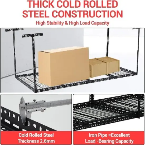 Acekool Metal Garage Ceiling Storage Rack, Overhead Mounted Organizer image {2}