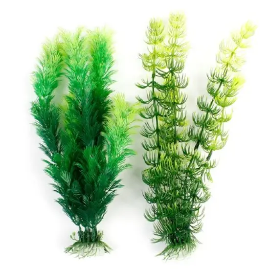 Unique Bargains Plastic Underwater Weeds Plant for Fish Tank Aquarium Green 2 Pcs image {3}