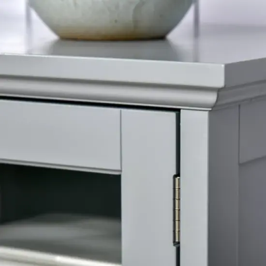 HOMCOM 52" Traditional Kitchen Pantry, Floor Storage Cabinet, Small Cupboard Organizer with Adjustable Shelves and 4-Doors for Living Room, gray image {5}