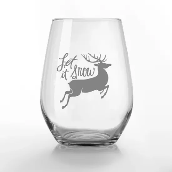Creative Products Let it Snow Reindeer 15 oz. Stemless Wine Glass image {2}