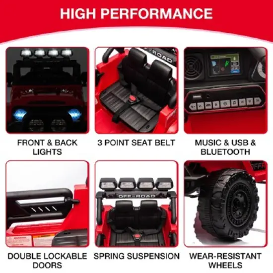 12V Ride-On Truck Car for Kids &ndash; Battery Powered Electric Vehicle with Remote Control, Spring Suspension, LED Lights, Bluetooth & 3 Speeds image {1}