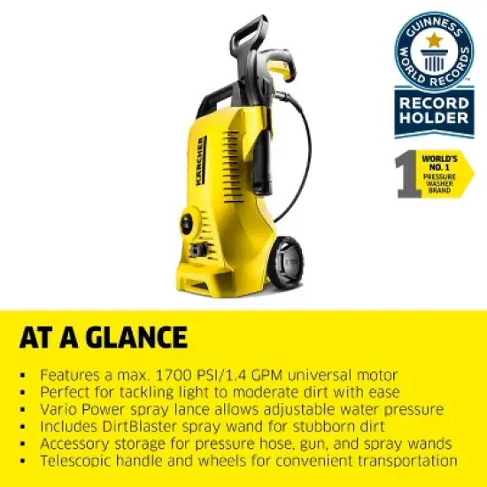 Karcher K 2 Power Control CHK Electric Pressure Washer, Max 1700 PSI, 1.4 GPM image {8}